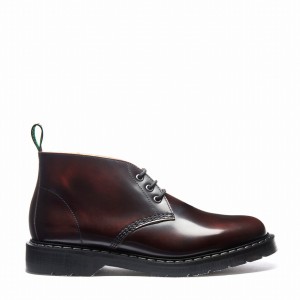 Botas Chukka Solovair Rub-Off 3 Eye Hombre Burdeos | S3-080-BUR-G-035