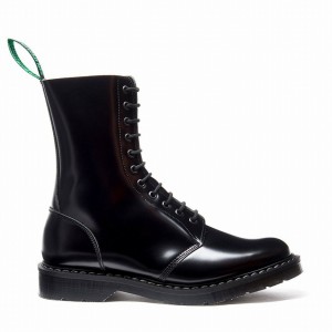 Botas De Astronauta Solovair Hi-Shine 11 Eye Hombre Negras | S11-969-BK-G-030