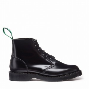 Botas De Astronauta Solovair Hi-Shine 6 Eye Mujer Negras | S6-969-BK-G-030