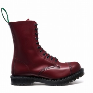 Botas Derby Solovair 11 Eye Steel Toe Hombre Rojas | SC11-1980-CR-G-060
