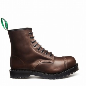 Botas Derby Solovair Gaucho Crazy Horse 8 Eye Steel Toe Hombre Marrones | SC8-1550-CH-G-060