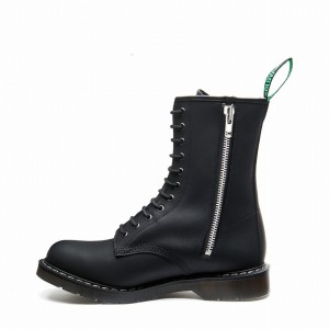 Botas Derby Solovair Greasy 11 Eye Zip Hombre Negras | S11-981-BG-ZIP-G-030