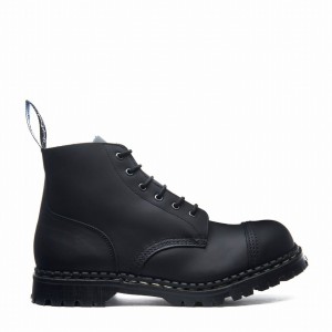 Botas Derby Solovair Greasy 6 Eye Steel Toe Capped Hombre Negras | GF6-1710-BG-030