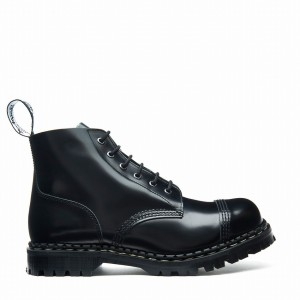 Botas Derby Solovair Hi-Shine 6 Eye Steel Toe Capped Hombre Negras | GF6-1710-BK-030