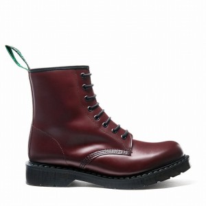 Botas Derby Solovair Hi-Shine 8 Eye Hombre Rojas | S8-551-OX-G-030