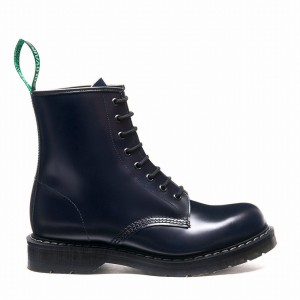 Botas Derby Solovair Hi-Shine 8 Eye Hombre Azul Marino | S8-551-NV-G-035