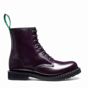 Botas Derby Solovair Hi-Shine 8 Eye Mujer Moradas | S8-551-PUR-G-030