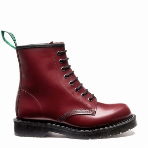 Botas Derby Solovair Hi-Shine 8 Eye Mujer Rojas | S8-551-CR-G-030