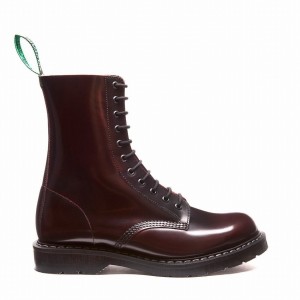 Botas Derby Solovair Rub-Off 11 Eye Hombre Burdeos | S11-981-BUR-G-030