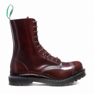 Botas Derby Solovair Rub-Off 11 Eye Steel Toe Hombre Burdeos | SC11-1980-BUR-G-060