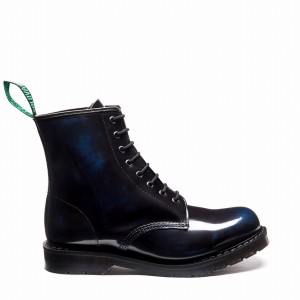 Botas Derby Solovair Rub-Off 8 Eye Hombre Azul Marino | S8-551-NV-RO-G-035
