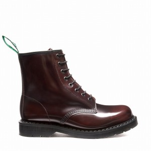 Botas Derby Solovair Rub-Off 8 Eye Hombre Burdeos | S8-551-BUR-G-030