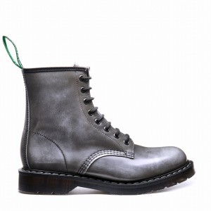 Botas Derby Solovair Rub-Off 8 Eye Hombre Gris | S8-551-CGY-RO-G-065