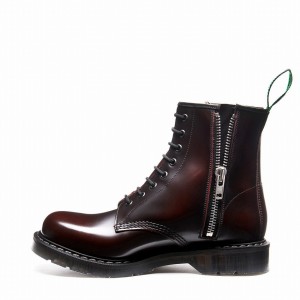 Botas Derby Solovair Rub-Off 8 Eye Zip Hombre Burdeos | S8-551-BUR-ZIP-G-045