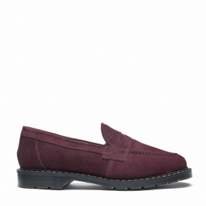 Mocasines Solovair Suede Penny Hombre Burdeos | S0-970-AM-SUE-G-040