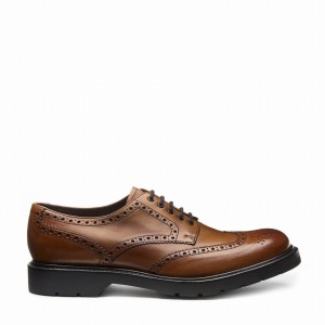 Zapatos Brogue Solovair 5 Eye Gibson Hombre Marrones | LS5-813-TAN-B-060
