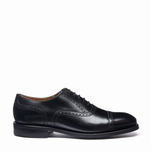 Zapatos Oxford Solovair Hi-Shine 5 Eye Hombre Negras | 097-016-060