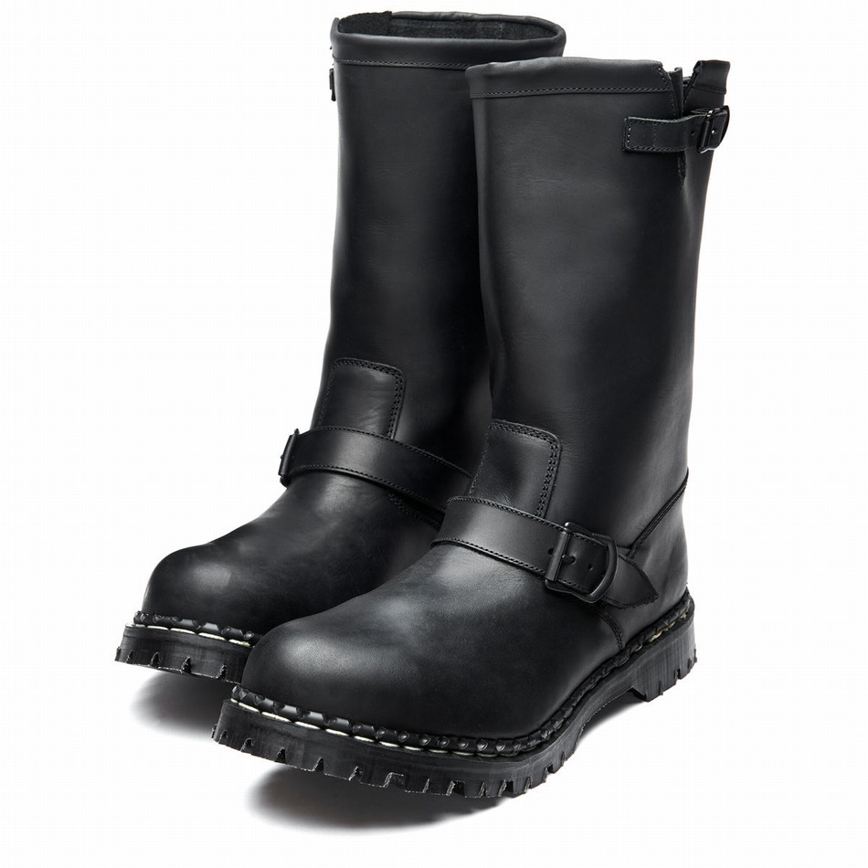 Botas Biker Solovair Greasy Steel Toe Capped Mujer Negras | GF0-11000-BG-035