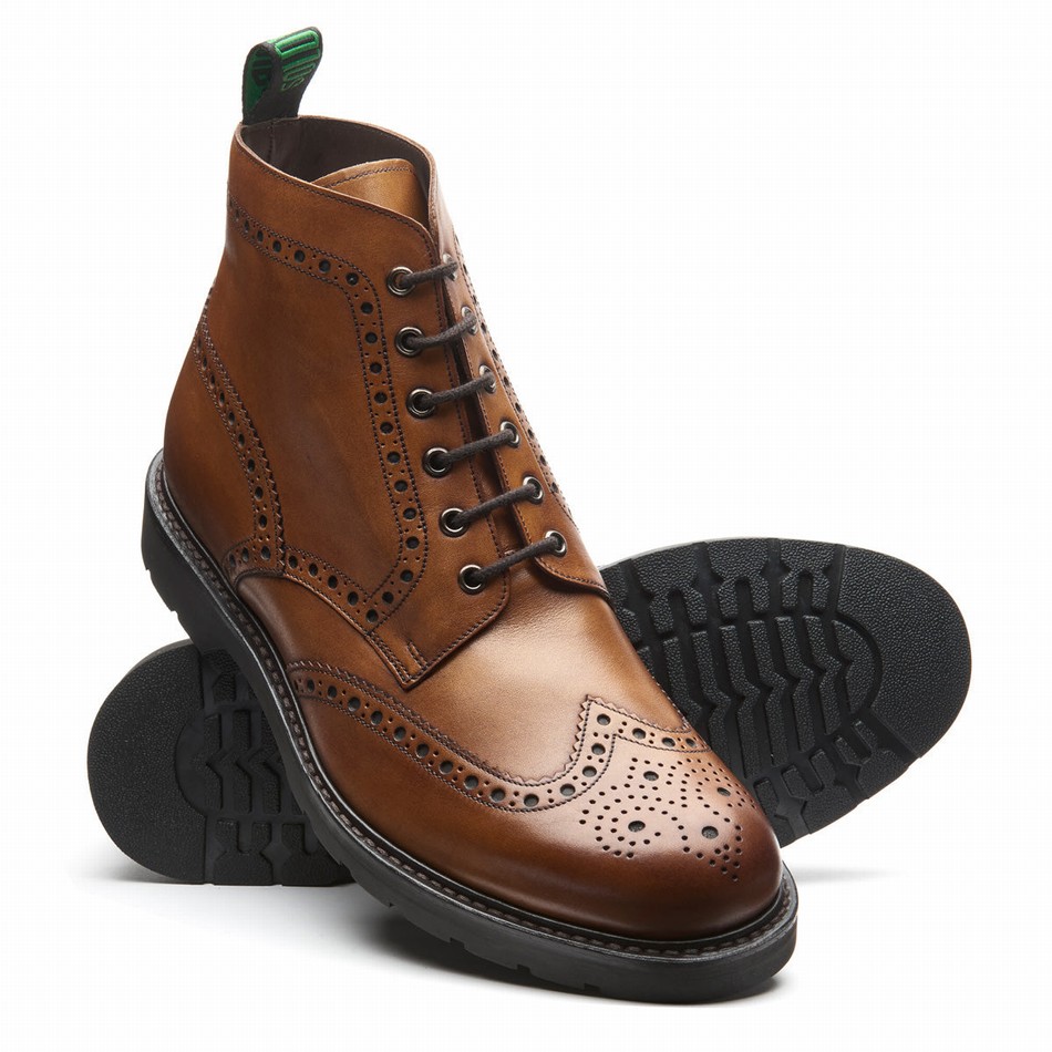 Botas Brogue Solovair 6 Eye Derby Hombre Marrones | LS6-019-TAN-B-060