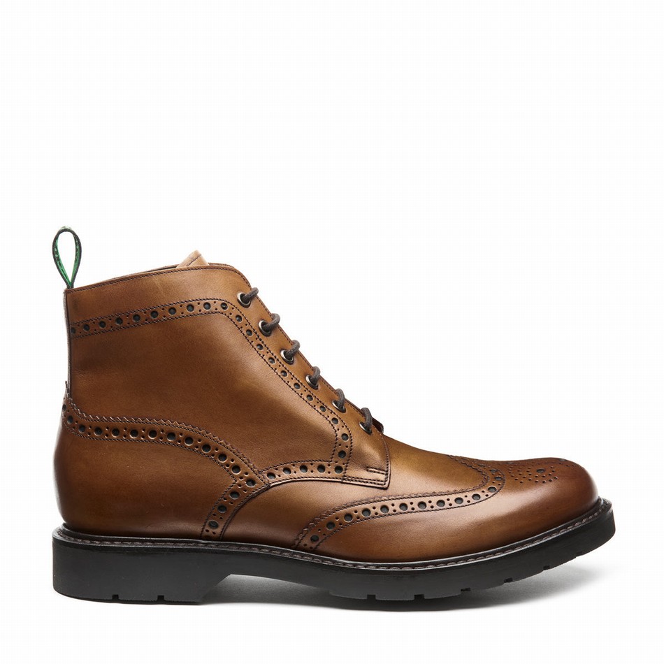 Botas Brogue Solovair 6 Eye Derby Hombre Marrones | LS6-019-TAN-B-060