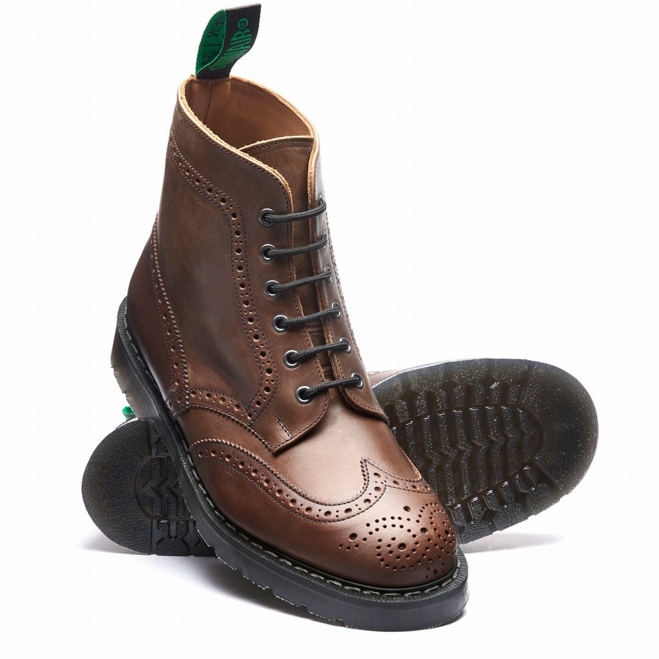 Botas Brogue Solovair Gaucho Crazy Horse 6 Eye Mujer Marrones | S6-019-CH-G-030