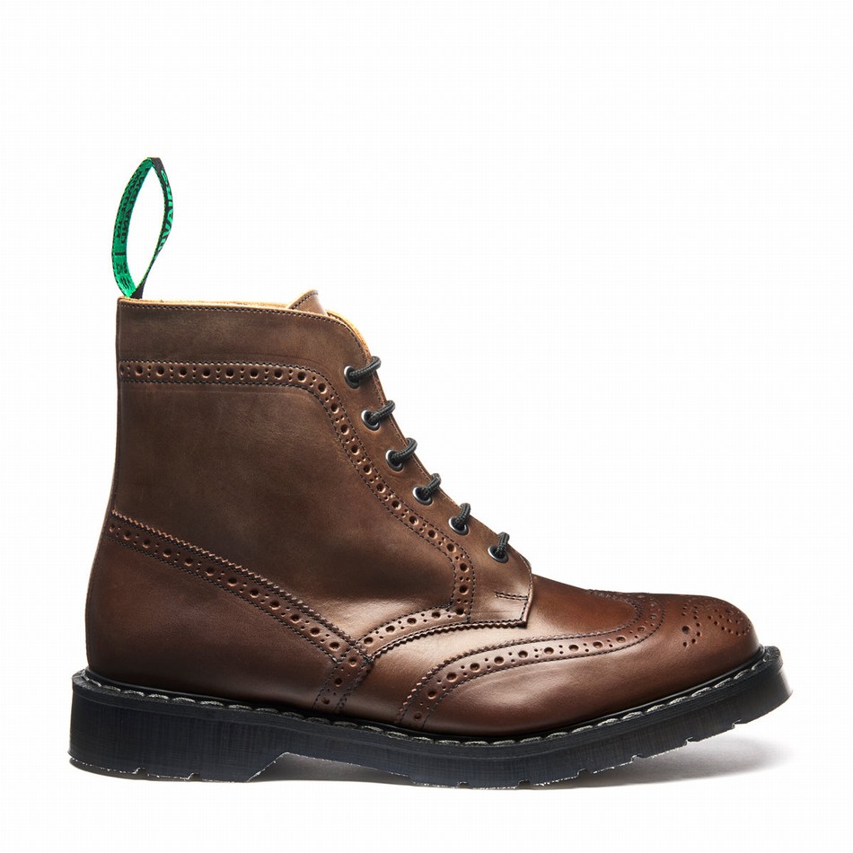 Botas Brogue Solovair Gaucho Crazy Horse 6 Eye Mujer Marrones | S6-019-CH-G-030