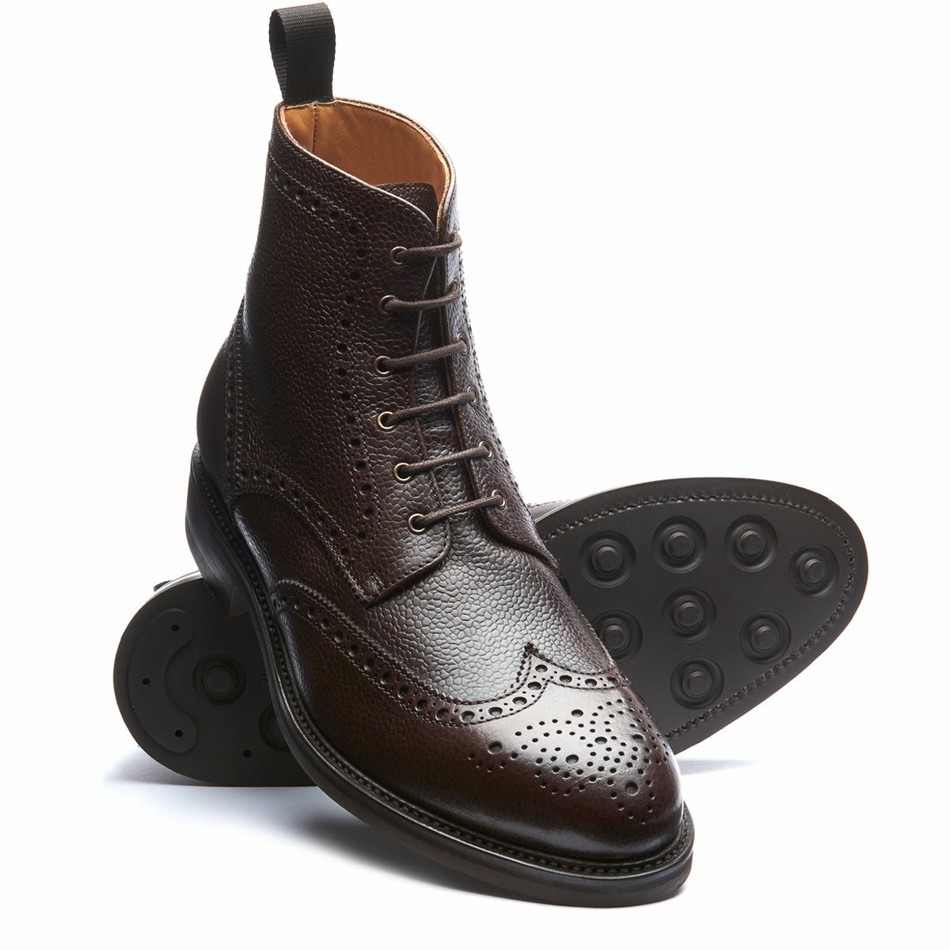 Botas Brogue Solovair Grain-Calf 6 Eye Derby Hombre Marrones | 019-BRN-CC-060