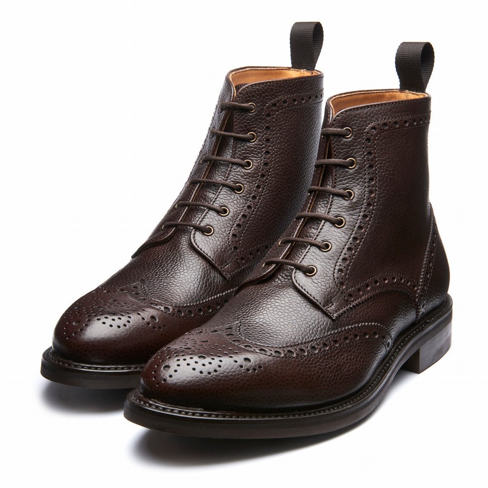 Botas Brogue Solovair Grain-Calf 6 Eye Derby Hombre Marrones | 019-BRN-CC-060