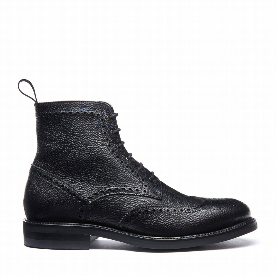 Botas Brogue Solovair Grain-Calf 6 Eye Derby Hombre Negras | 019-BK-CC-065