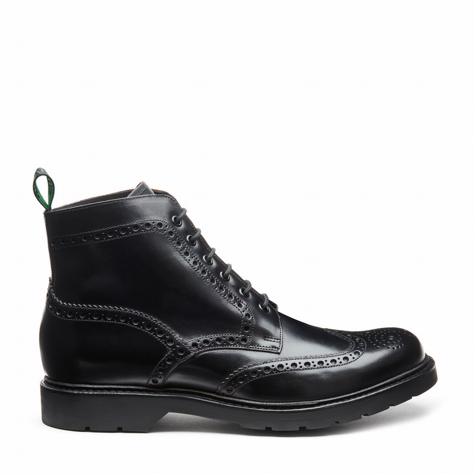 Botas Brogue Solovair Greasy 6 Eye Derby Hombre Negras | LS6-019-BG-B-060