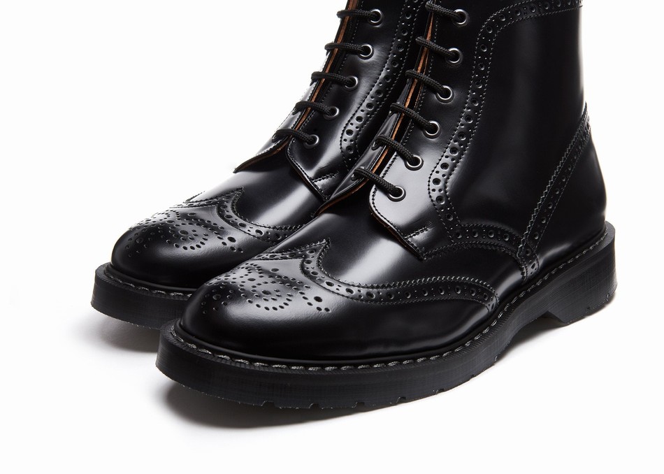 Botas Brogue Solovair Hi-Shine 6 Eye Mujer Negras | S6-019-BK-G-030