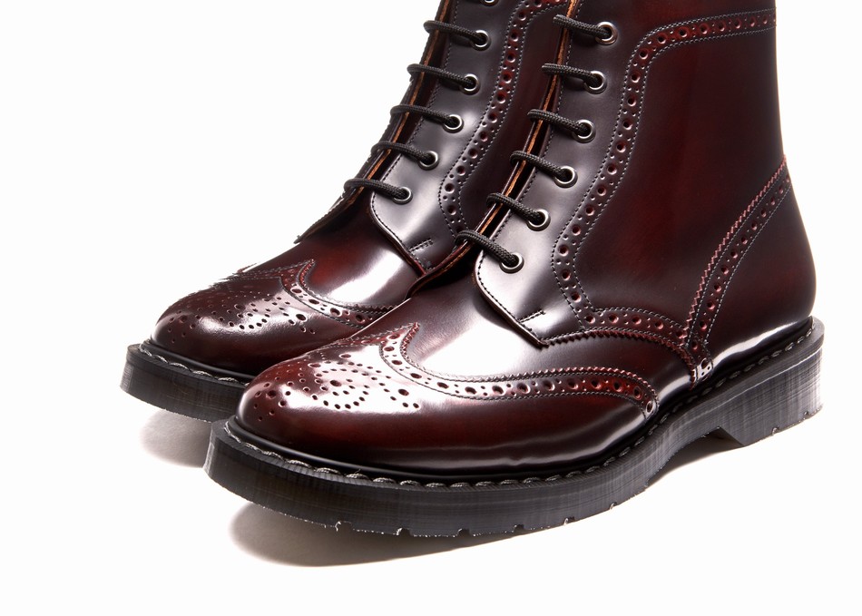 Botas Brogue Solovair Rub-Off 6 Eye Mujer Burdeos | S6-019-BUR-G-030