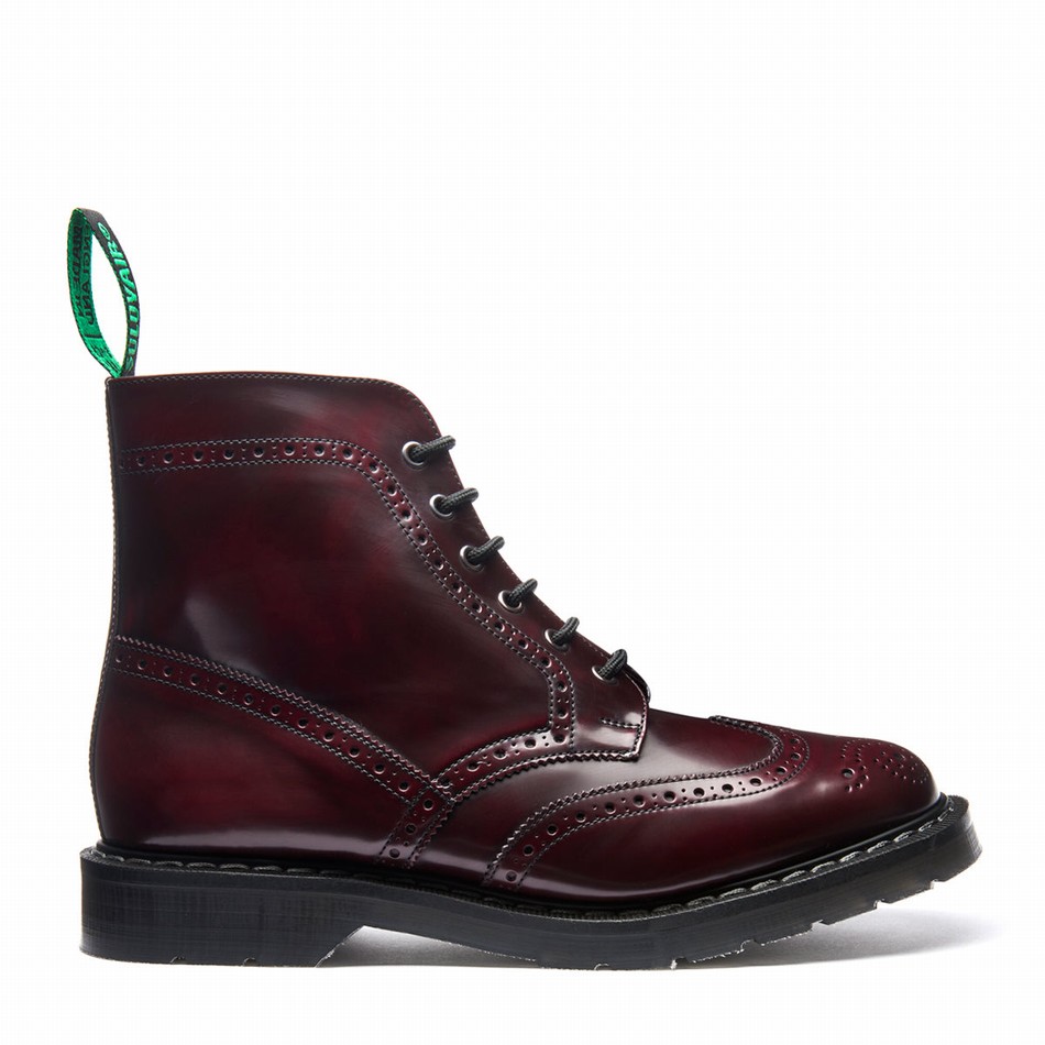 Botas Brogue Solovair Rub Off Vegan 6 Eye Derby Hombre Rojas | VS6-019-CR-RO-VEG-G-050