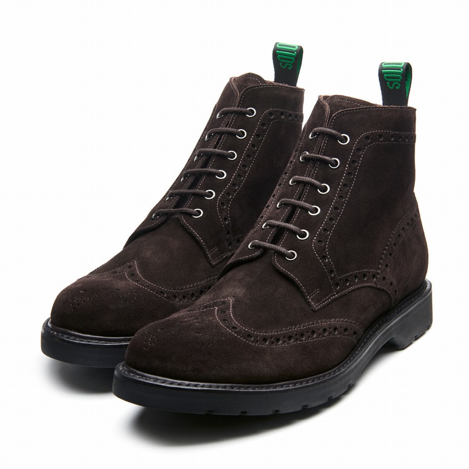 Botas Brogue Solovair Suede 6 Eye Derby Hombre Marrones | LS6-019-BN-SUE-B-060