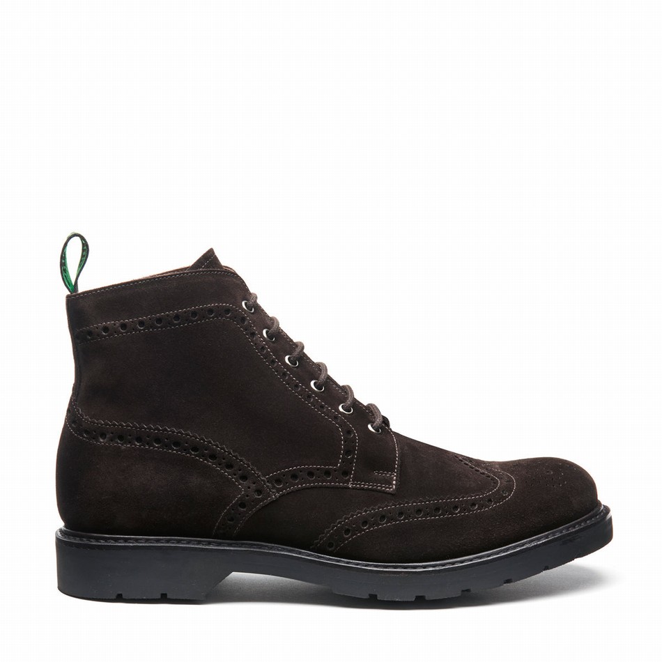 Botas Brogue Solovair Suede 6 Eye Derby Hombre Marrones | LS6-019-BN-SUE-B-060