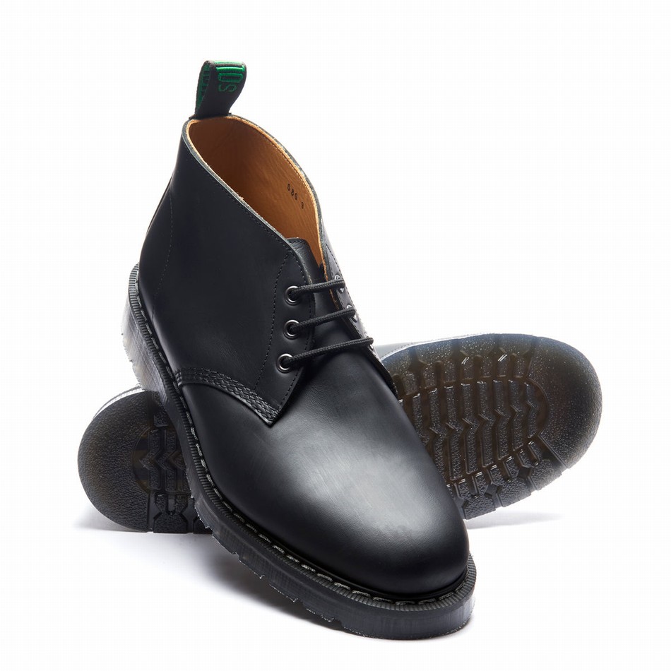 Botas Chukka Solovair Greasy 3 Eye Hombre Negras | S3-080-BG-G-030