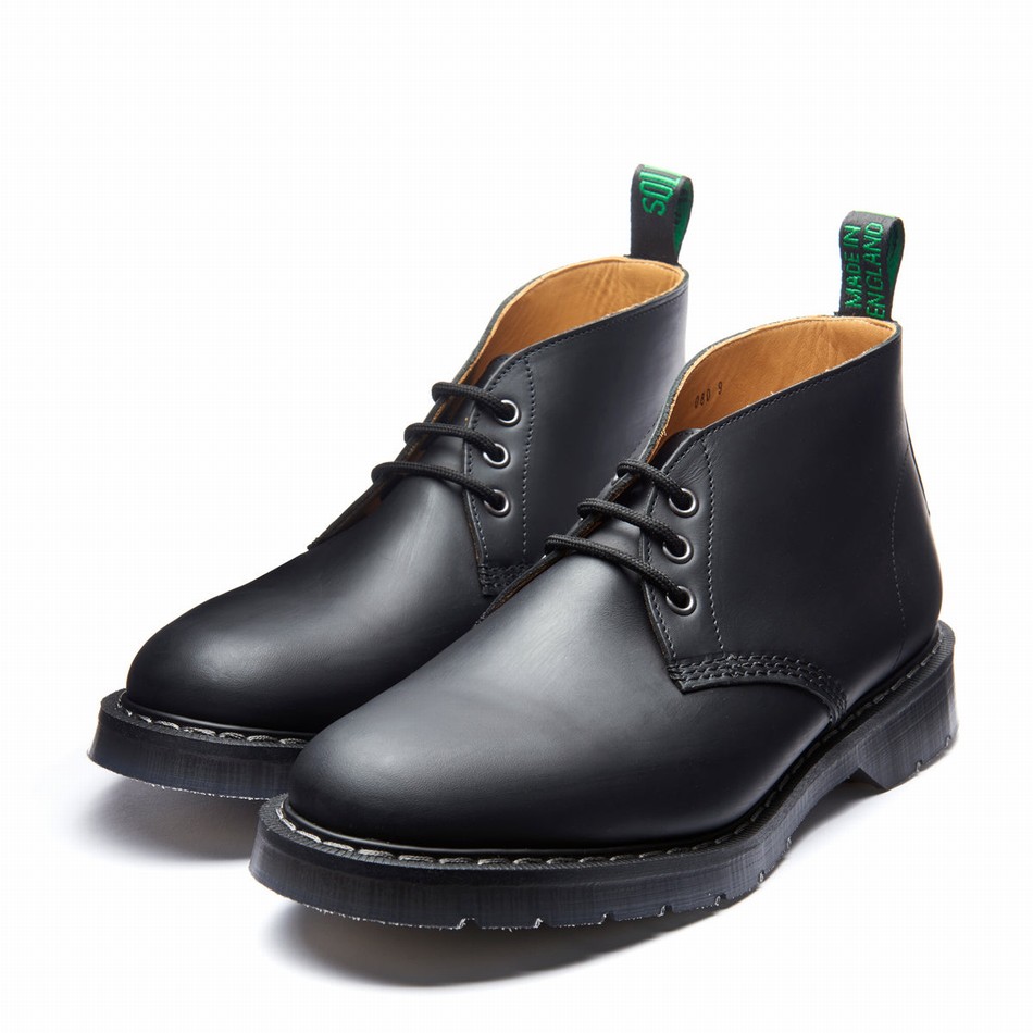 Botas Chukka Solovair Greasy 3 Eye Hombre Negras | S3-080-BG-G-030
