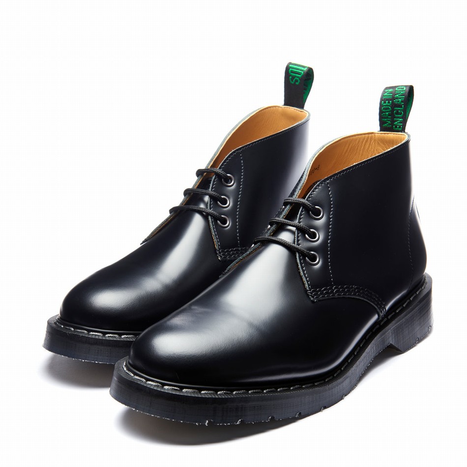 Botas Chukka Solovair Hi-Shine 3 Eye Hombre Negras | S3-080-BK-G-030