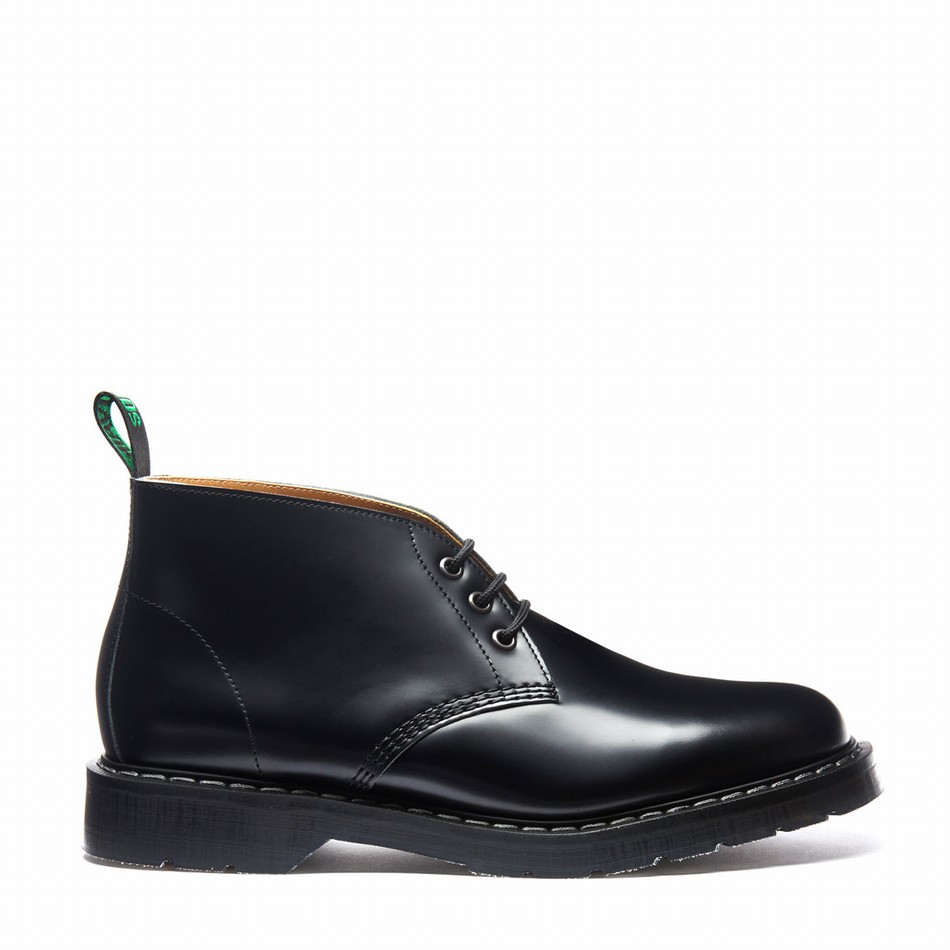 Botas Chukka Solovair Hi-Shine 3 Eye Hombre Negras | S3-080-BK-G-030