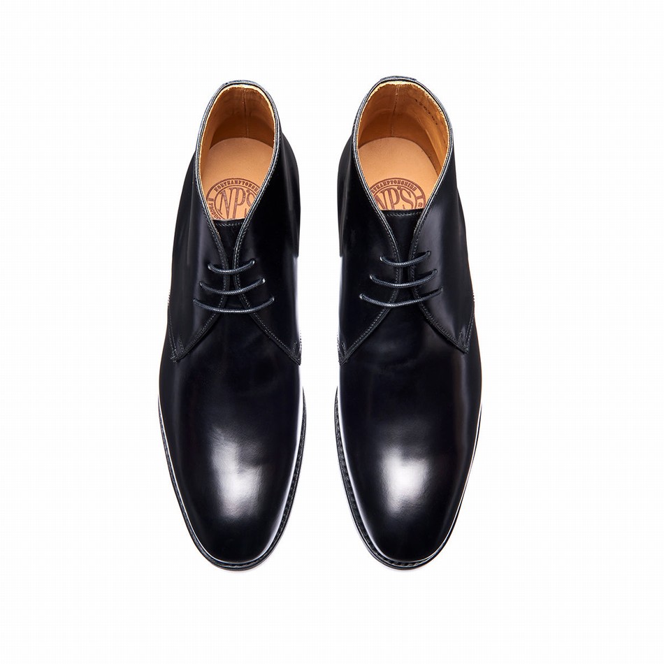 Botas Chukka Solovair Hi-Shine 3 Eye Hombre Negras | 103-379-060