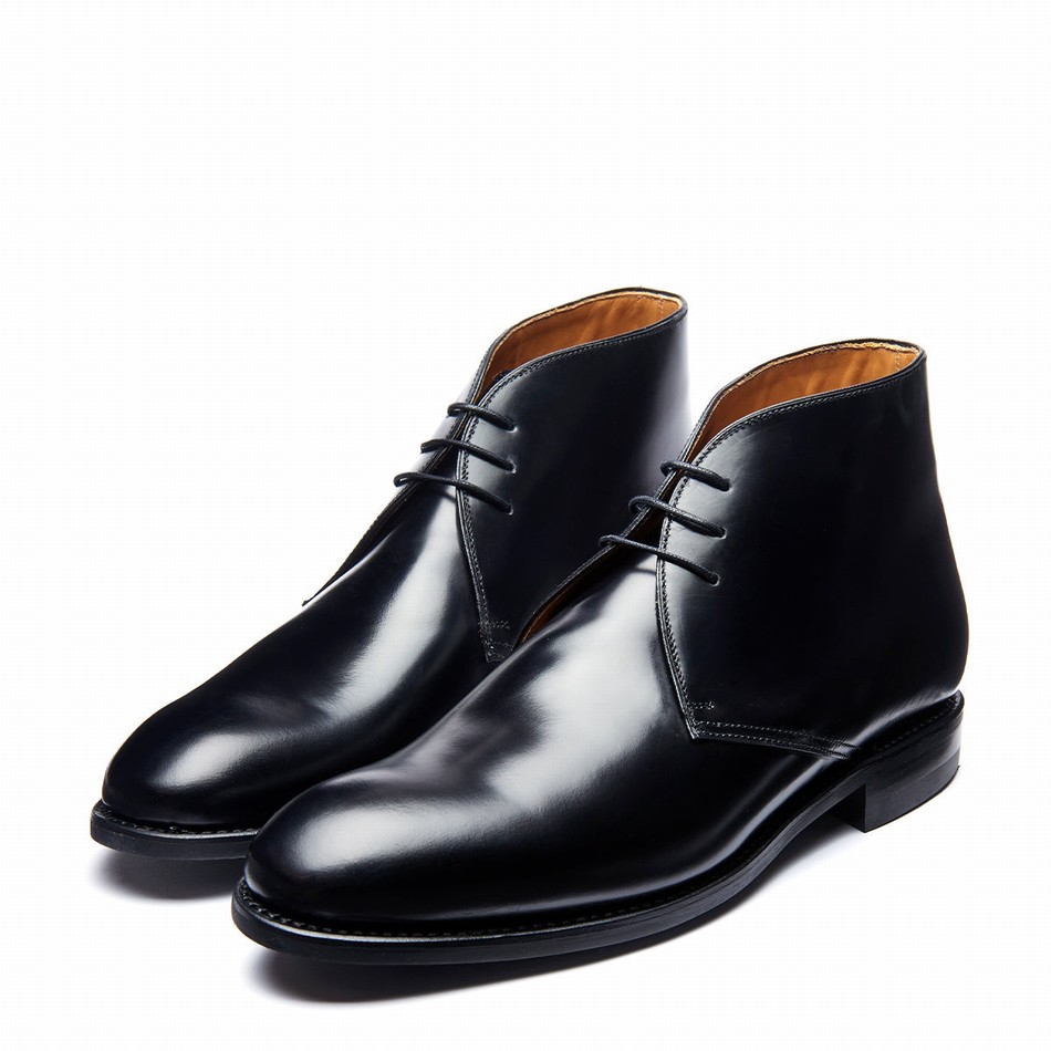 Botas Chukka Solovair Hi-Shine 3 Eye Hombre Negras | 103-379-060