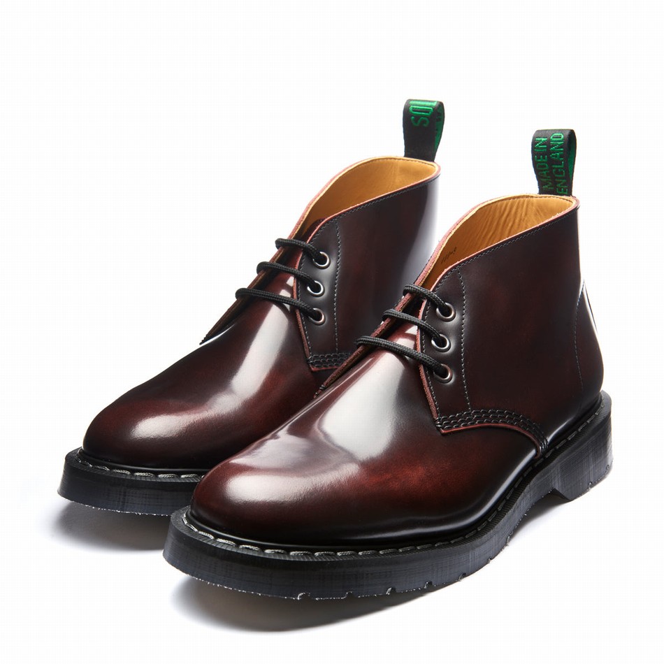 Botas Chukka Solovair Rub-Off 3 Eye Hombre Burdeos | S3-080-BUR-G-035
