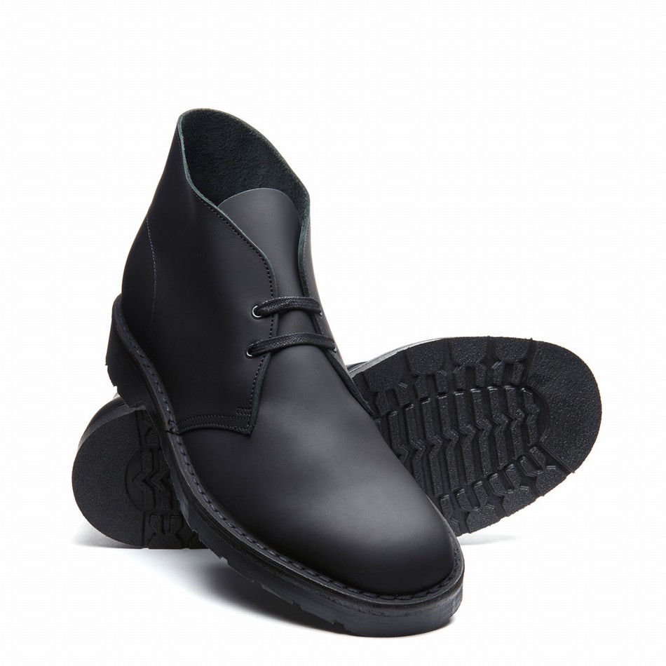Botas Chukka Solovair Waxy Hombre Negras | 103-357-060