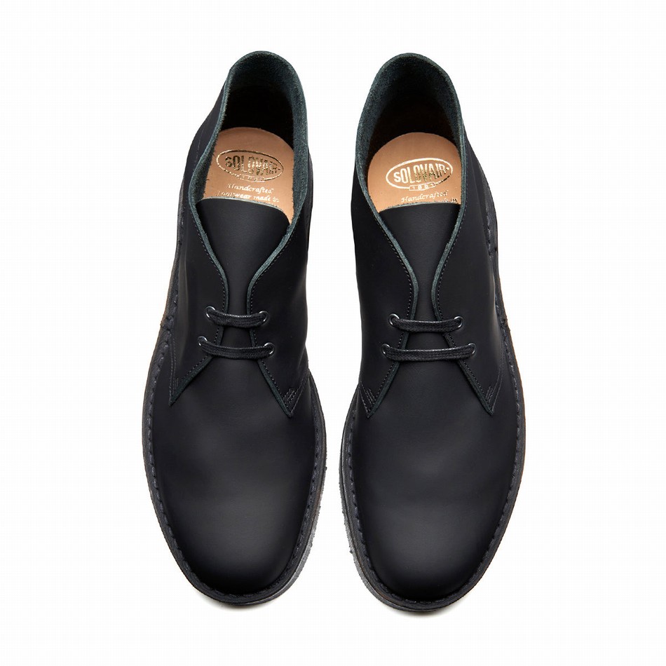 Botas Chukka Solovair Waxy Hombre Negras | 103-357-060