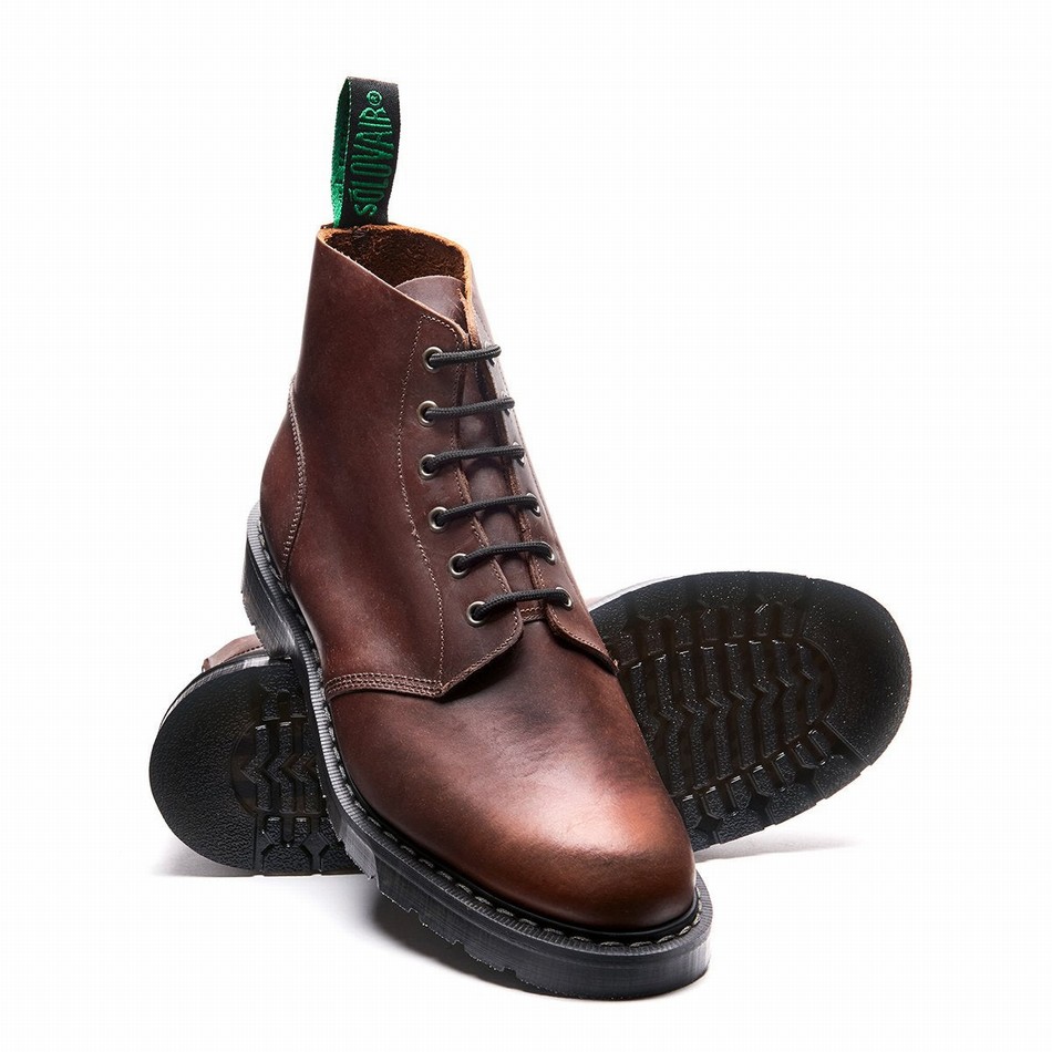 Botas De Astronauta Solovair Gaucho Crazy Horse 6 Eye Mujer Marrones | S6-969-CH-G-030