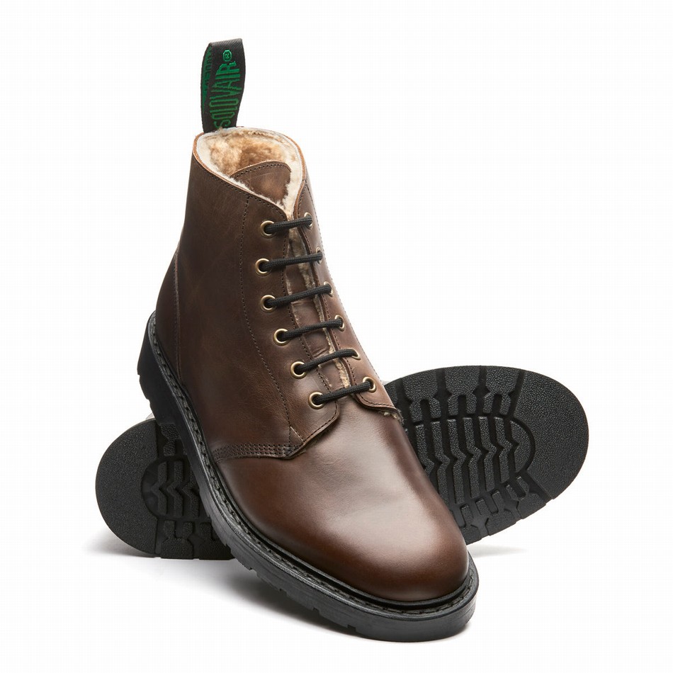 Botas De Astronauta Solovair Gaucho Crazy Horse Shearling Lined 6 Eye Mujer Marrones | LS6-969-CH-SHE-B-030