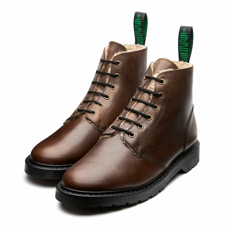 Botas De Astronauta Solovair Gaucho Crazy Horse Shearling Lined 6 Eye Mujer Marrones | LS6-969-CH-SHE-B-030