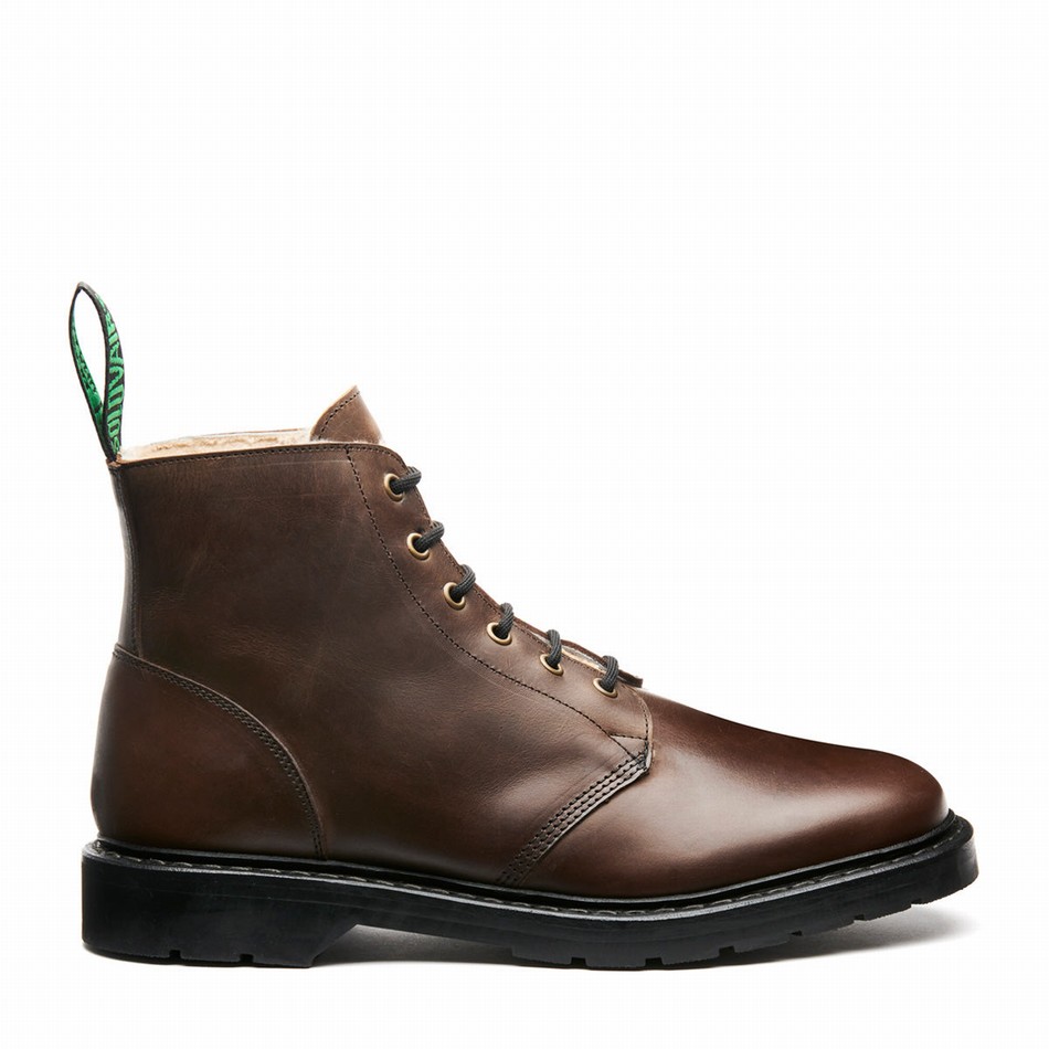 Botas De Astronauta Solovair Gaucho Crazy Horse Shearling Lined 6 Eye Mujer Marrones | LS6-969-CH-SHE-B-030