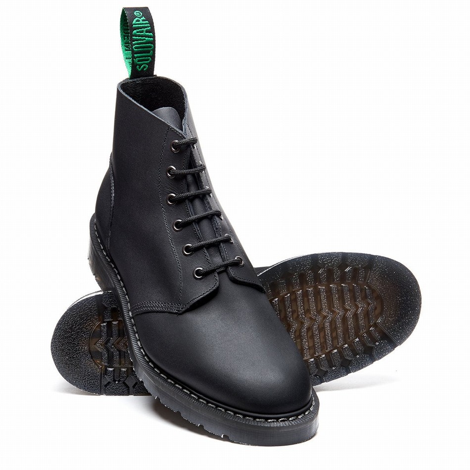 Botas De Astronauta Solovair Greasy 6 Eye Mujer Negras | S6-969-BG-G-030