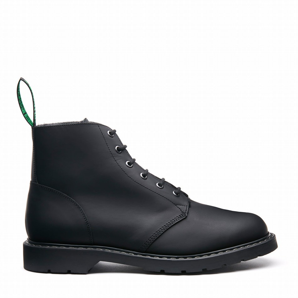 Botas De Astronauta Solovair Greasy Shearling Lined 6 Eye Mujer Negras | LS6-969-BG-SHE-B-030